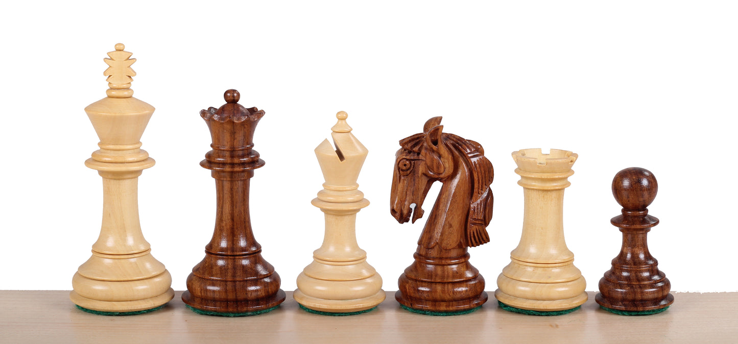 Piezas de ajedrez artesanales de madera Staunton 3,5 pulgadas - set de lujo completo