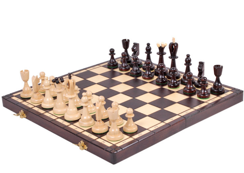 Tablero Virtus de ajedrez abierto en madera haya-abedul con rey 100 mm