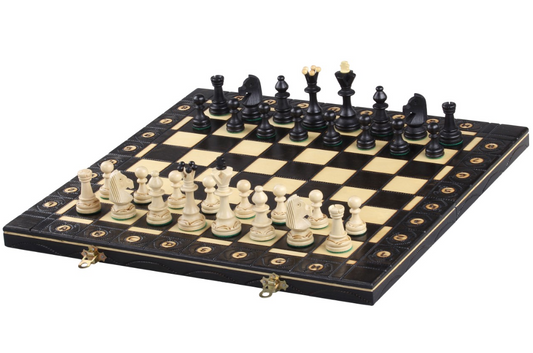 Juego de ajedrez Nobilis con piezas Staunton y tablero y piezas de color negras y blancas